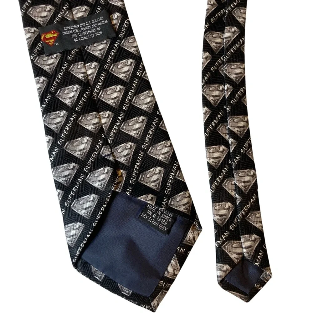 DC Comics Superman Logo Tie Rock & Meister Black Polyester Novelty Necktie 2000